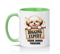 Sassy Souls Digging Expert Found Buried Treasure 11oz Ceramic Novelty Mug Dog Humour Pet Owners Tea Coffee Cup Gift Green