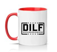 Sassy Souls DILF Devoted Involved Loving Father Mens 11oz Ceramic Novelty Mug Fathers Day Parenting Humour Tea Coffee Cup Gift Red