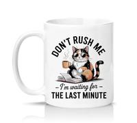 Sassy Souls Dont Rush Me Im Waiting for The Last Minute 11oz Ceramic Novelty Mug Procrastination Cat Pet Owners Tea Coffee Cup Gift White