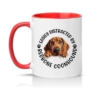 Sassy Souls Easily Distracted By Redbone Coonhound 11oz Ceramic Novelty Mug Dog Lover Pet Owners Tea Coffee Cup Gift Red