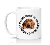 Sassy Souls Easily Distracted By Redbone Coonhound 11oz Ceramic Novelty Mug Dog Lover Pet Owners Tea Coffee Cup Gift White
