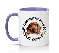 Sassy Souls Easily Distracted By Redbone Coonhound 11oz Ceramic Novelty Mug Dog Lover Pet Owners Tea Coffee Cup Gift Light Purple