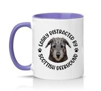 Sassy Souls Easily Distracted By Scottish Deerhound 11oz Ceramic Novelty Mug Dog Lovers Tea Coffee Cup Light Purple