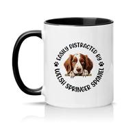 Sassy Souls Easily Distracted By Welsh Springer Spaniel 11oz Ceramic Novelty Mug Dog Lovers Tea Coffee Cup Black