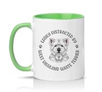 Sassy Souls Easily Distracted By West Highland White Terrier 11oz Ceramic Novelty Mug Dog Lovers Tea Coffee Cup Green