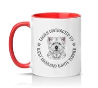 Sassy Souls Easily Distracted By West Highland White Terrier 11oz Ceramic Novelty Mug Dog Lovers Tea Coffee Cup Red
