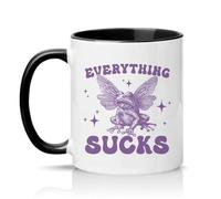 Sassy Souls Everything Sucks 11oz Ceramic Novelty Mug Sarcastic Humour Tea Coffee Cup Gift Black