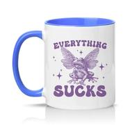 Sassy Souls Everything Sucks 11oz Ceramic Novelty Mug Sarcastic Humour Tea Coffee Cup Gift Blue