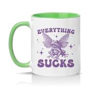 Sassy Souls Everything Sucks 11oz Ceramic Novelty Mug Sarcastic Humour Tea Coffee Cup Gift Green