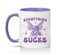Sassy Souls Everything Sucks 11oz Ceramic Novelty Mug Sarcastic Humour Tea Coffee Cup Gift Light Purple