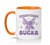 Sassy Souls Everything Sucks 11oz Ceramic Novelty Mug Sarcastic Humour Tea Coffee Cup Gift Orange