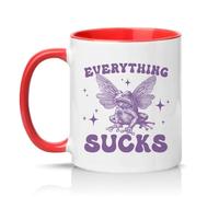 Sassy Souls Everything Sucks 11oz Ceramic Novelty Mug Sarcastic Humour Tea Coffee Cup Gift Red