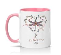 Sassy Souls Faith Hope Love Womens 11oz Ceramic Novelty Mug Dragonfly Nature Lover Tea Coffee Cup Gift Pink