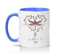 Sassy Souls Faith Hope Love Womens 11oz Ceramic Novelty Mug Dragonfly Nature Lover Tea Coffee Cup Gift Blue