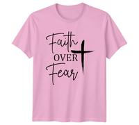 Sassy Souls Faith Over Fear Cross Christian T-Shirt Religious Graphic Tee M Light Pink