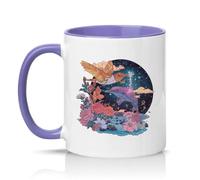 Sassy Souls Fantasy Ocean Sky Floral Whale Bird 11oz Ceramic Novelty Mug Nature and Wildlife Tea Coffee Cup Gift Light Purple