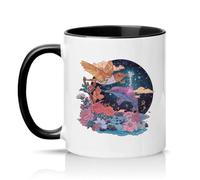 Sassy Souls Fantasy Ocean Sky Floral Whale Bird 11oz Ceramic Novelty Mug Nature and Wildlife Tea Coffee Cup Gift Black