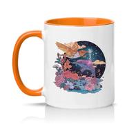 Sassy Souls Fantasy Ocean Sky Floral Whale Bird 11oz Ceramic Novelty Mug Nature and Wildlife Tea Coffee Cup Gift Orange