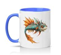 Sassy Souls Fantasy Steampunk Fish 11oz Ceramic Novelty Mug Fantasy Art Marine Life Tea Coffee Cup Gift Blue