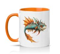 Sassy Souls Fantasy Steampunk Fish 11oz Ceramic Novelty Mug Fantasy Art Marine Life Tea Coffee Cup Gift Orange
