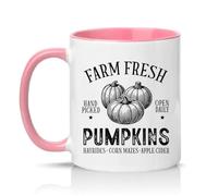 Sassy Souls Farm Fresh Hand Picked Open Daily Pumpkins Hayrides Corn Mazes Apple Cider 11oz Ceramic Novelty Mug Pumpkin Patch Autumn Decor Tea Coffee Cup Gift Pink