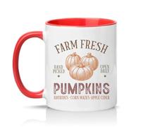 Sassy Souls Farm Fresh Hand Picked Pumpkins Open Daily Hayrides Corn Mazes Apple Cider 11oz Ceramic Novelty Mug Farmhouse Autumn Tea Coffee Cup Gift Red