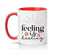 Sassy Souls Feeling is Healing 11oz Ceramic Novelty Mug Self Care Mindfulness Tea Coffee Cup Gift Red