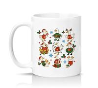 Sassy Souls Festive Christmas Ducks Pattern 11oz Ceramic Novelty Mug Holiday Birds Animals Illustration Tea Coffee Cup Stocking Filler Gift White