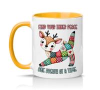 Sassy Souls Find Your Inner Peace One Breath At A Time 11oz Ceramic Novelty Mug Mindfulness Mental Health Tea Coffee Cup Gift Golden Yellow