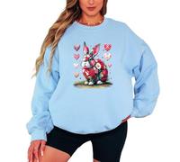 Sassy Souls Floral Bunny Easter Womens Sweatshirt Cute Rabbit Graphic Pullover Jumper Gift for Her Springtime Floral Design 3XL Light Blue