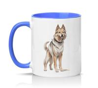 Sassy Souls Fluffy Dog Illustration 11oz Ceramic Novelty Mug German Shepherd Mix Pet Owners Tea Coffee Cup Gift Blue