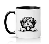 Sassy Souls Fluffy Dog Peeking 11oz Ceramic Novelty Mug Labradoodle Cockapoo Pet Tea Coffee Cup Gift Black