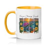 Sassy Souls Forever Chasing Sunsets 11oz Ceramic Novelty Mug Sea Turtle Beach Nature Tea Coffee Cup Gift Golden Yellow