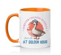 Sassy Souls Forever Chasing Sunsets Catch Me At Golden Hour 11oz Ceramic Novelty Mug Goose Sunset Animal Lovers Tea Coffee Cup Gift Orange