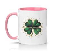 Sassy Souls Four Leaf Clover 11oz Ceramic Novelty Mug Good Luck St Patricks Day Tea Coffee Cup Gift Pink