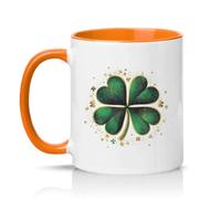 Sassy Souls Four Leaf Clover 11oz Ceramic Novelty Mug Good Luck St Patricks Day Tea Coffee Cup Gift Orange