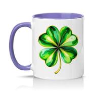 Sassy Souls Four Leaf Clover 11oz Ceramic Novelty Mug Irish St Patricks Day Tea Coffee Cup Light Purple