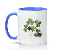 Sassy Souls Four Leaf Clover 11oz Ceramic Novelty Mug Nature Good Luck Tea Coffee Cup Gift Blue