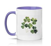 Sassy Souls Four Leaf Clover 11oz Ceramic Novelty Mug Nature Good Luck Tea Coffee Cup Gift Light Purple