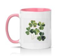 Sassy Souls Four Leaf Clover 11oz Ceramic Novelty Mug Nature Good Luck Tea Coffee Cup Gift Pink