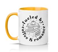 Sassy Souls Fueled By Coffee and Romance 11oz Ceramic Novelty Mug Romance Reader Book Lovers Tea Coffee Cup Gift Golden Yellow