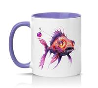 Sassy Souls Galaxy Anglerfish 11oz Ceramic Novelty Mug Fantasy Sea Life Tea Coffee Cup Gift Light Purple