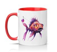 Sassy Souls Galaxy Anglerfish 11oz Ceramic Novelty Mug Fantasy Sea Life Tea Coffee Cup Gift Red