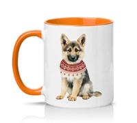 Sassy Souls German Shepherd Dog in Festive Sweater 11oz Ceramic Novelty Mug Christmas Pet Lovers Tea Coffee Cup Orange