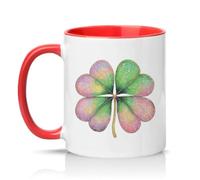 Sassy Souls Glitter Watercolor Four Leaf Clover 11oz Ceramic Novelty Mug Luck St Patricks Day Tea Coffee Cup Gift Red