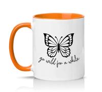 Sassy Souls Go Wild for A While 11oz Ceramic Novelty Mug Butterfly Lovers Nature Tea Coffee Cup Gift Orange