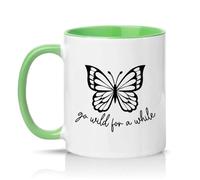 Sassy Souls Go Wild for A While 11oz Ceramic Novelty Mug Butterfly Lovers Nature Tea Coffee Cup Gift Green