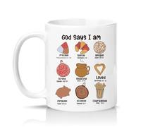 Sassy Souls God Says I Am Precious Special Strong Loved Forgiven Accepted Courageous 11oz Ceramic Novelty Mug Mexican Pan Dulce Christian Gift White