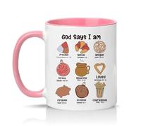 Sassy Souls God Says I Am Precious Special Strong Loved Forgiven Accepted Courageous 11oz Ceramic Novelty Mug Mexican Pan Dulce Christian Gift Pink