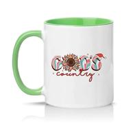Sassy Souls Gods Country Womens 11oz Ceramic Novelty Mug Leopard Sunflower Religious Tea Coffee Cup Gift Green